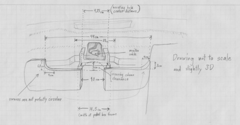 Sketch of the DeLorean binnacle mounting area