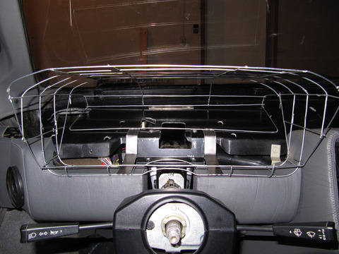 Binnacle prototype wireframe in car, front