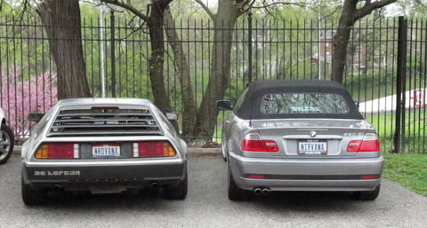 NRDVANA and NIRVANA license plates, side by side!